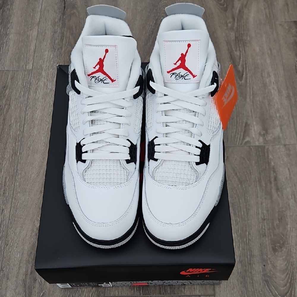 Nike Air Jordan 4 Retro White Cement Sneakers Men Size 13